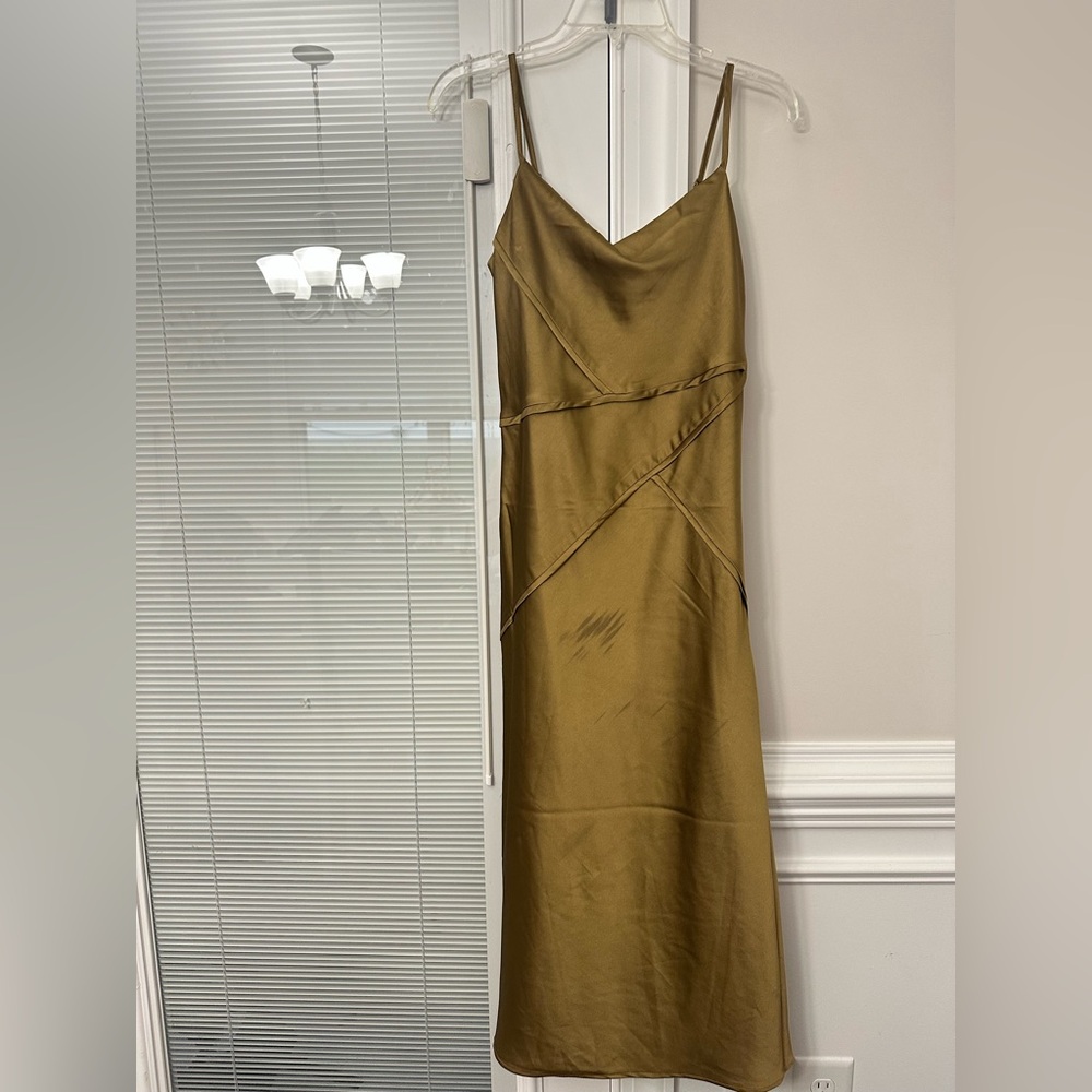 Sincerely Jules Green Asymmetrical Slip Dress Cocktail
